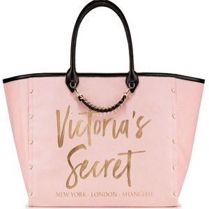 Victorias Secret gold CHAIN leather black HANDLE